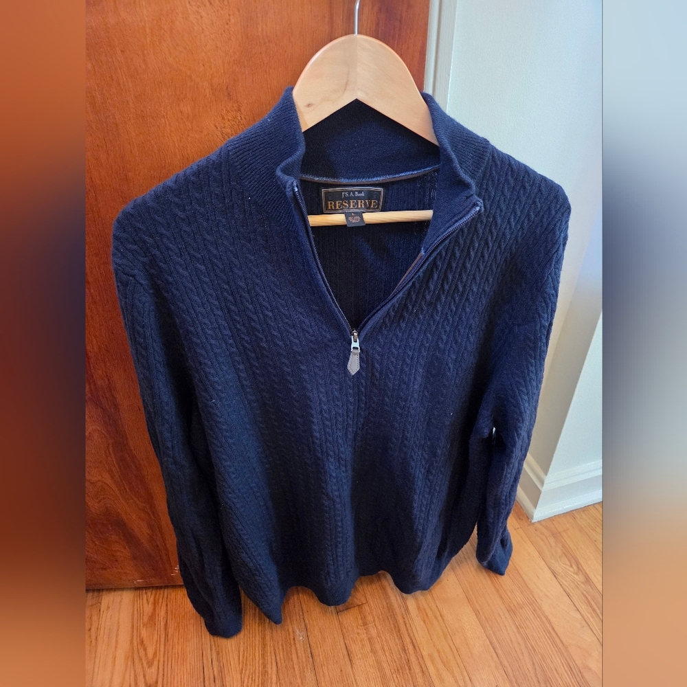 Jos.A Bank Wool 1/4 Zip Large Men's Sweater